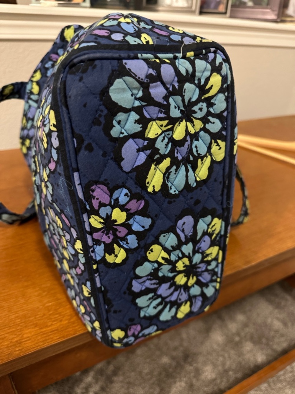 Vera Bradley Quilted Floral Tote in Navy, Blue & Yellow - Picture 4 of 4